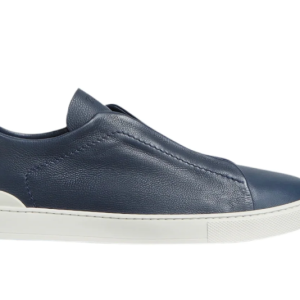 ZEGNA NAVY BLUE DEERSKIN TRIPLE STITCH™ SNEAKERS