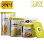 مشاركة هذا المنتج 4-in-1 Healthy Plastic Food Storage Container Set with Perfect Capacities: Lid with Monthly Indicator and Silicone Gasket for Organized Storage