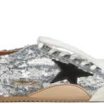 Golden Goose True-Star in silver sequins with black star and silver leather heel tab(Women's)