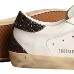 Golden Goose Super-Star with silver star and brown glitter heel tab(Women's)