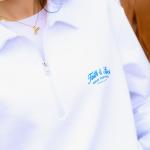 White Faith and Luck Half Zip Sweatshirt
