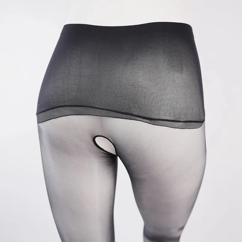 Sexy Black Seamless Pantyhose with Butterfly Open Crotch