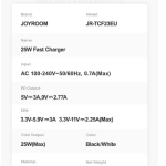 Joyroom JR-TCF23EU Charger 25W PD - Black