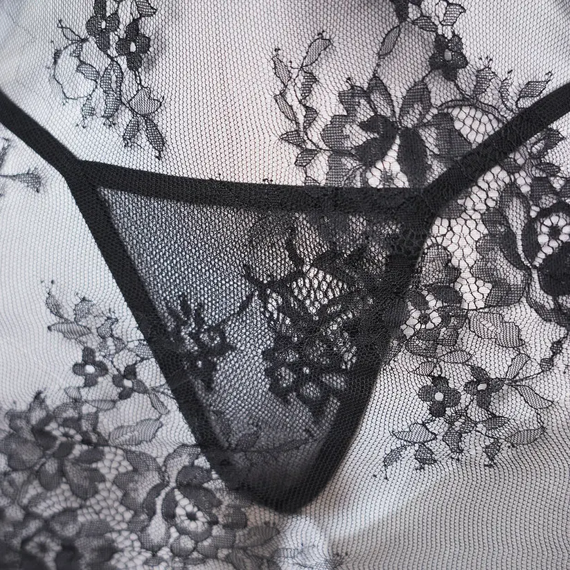 Lace Embroidery See-Through Bridal Lingerie Dress
