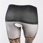 Leopard Print Thigh High Pantyhose Over Knee Glossy Sheer