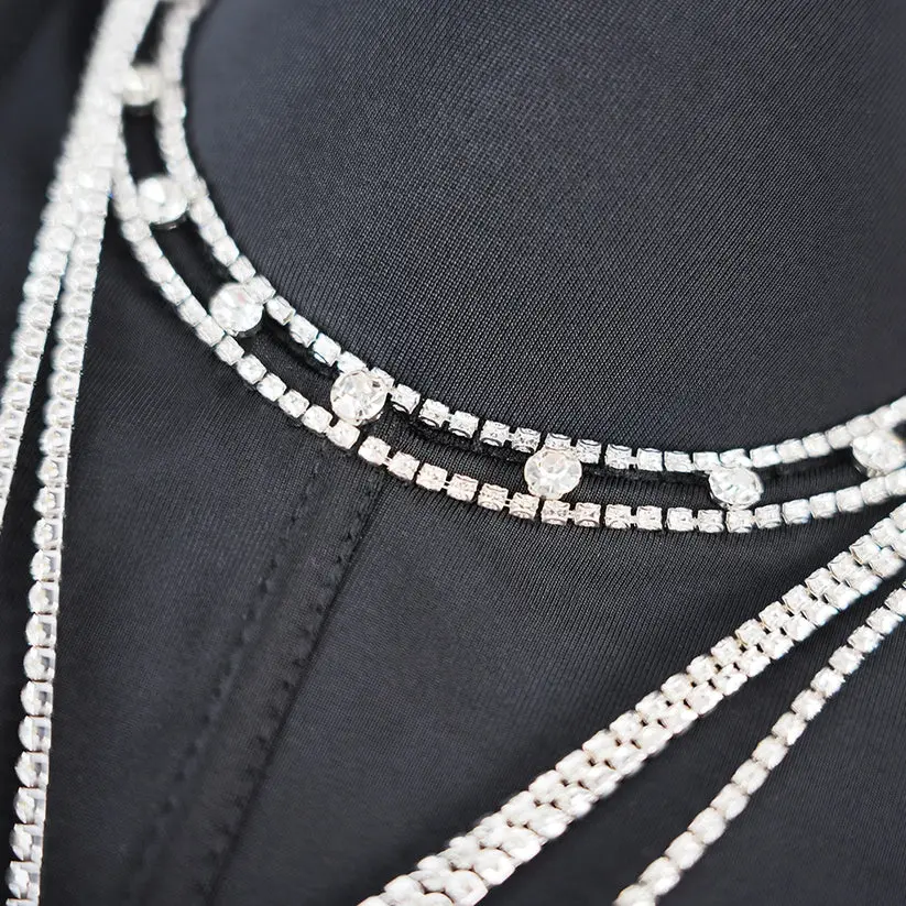 Rhinestone Chain Tassel Sexy Slimming Corset Top