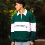 Green Humble Hustler Half Zip Sweatshirt