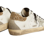 Golden Goose white leather Super-Star with glittery heel tab(Women's)