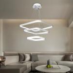 نجفة ليد مربعة 3 حلقات بإضاءة LED وتحكم بريموت – 55 سم