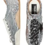 Golden Goose True-Star in silver sequins with black star and silver leather heel tab(Women's)