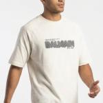 White Oversized Balmain Chest Print T-Shirt