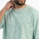 Light Green Oversized Fashion T-Shirt with Knit Collar