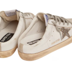 Golden Goose Super-Star Sabot with a platinum glitter star and suede tongue(Women's)