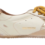 Golden Goose True-Star in white nappa leather with gold star and beige suede heel tab(Women's)