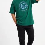Green Oversized Circle Chest Print T-Shirt