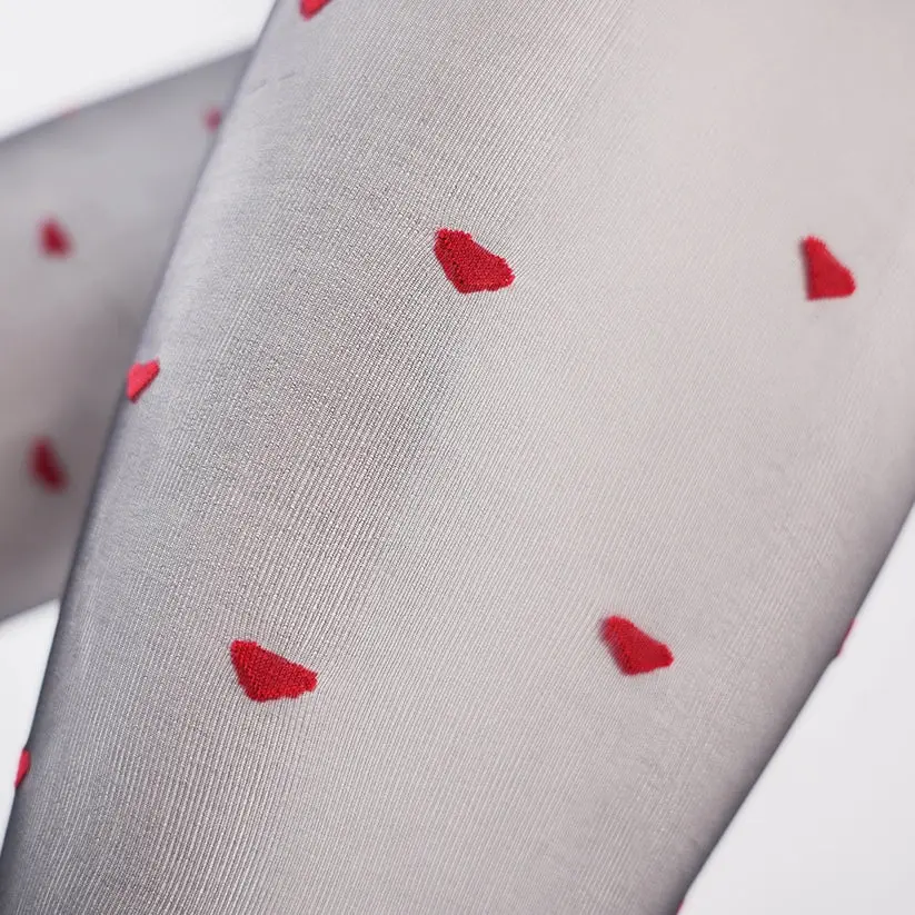 Red Heart Ultra Sheer Black Pantyhose Anti-Snag Jacquard Tights