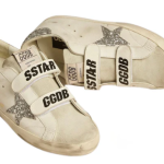 Golden Goose Super-Star Old School with silver glitter star and ice-gray suede tongue(Women's)
