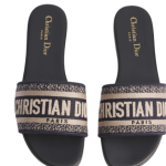 Dway Slide Deep Blue Embroidered Cotton