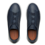 ZEGNA NAVY BLUE DEERSKIN TRIPLE STITCH™ SNEAKERS