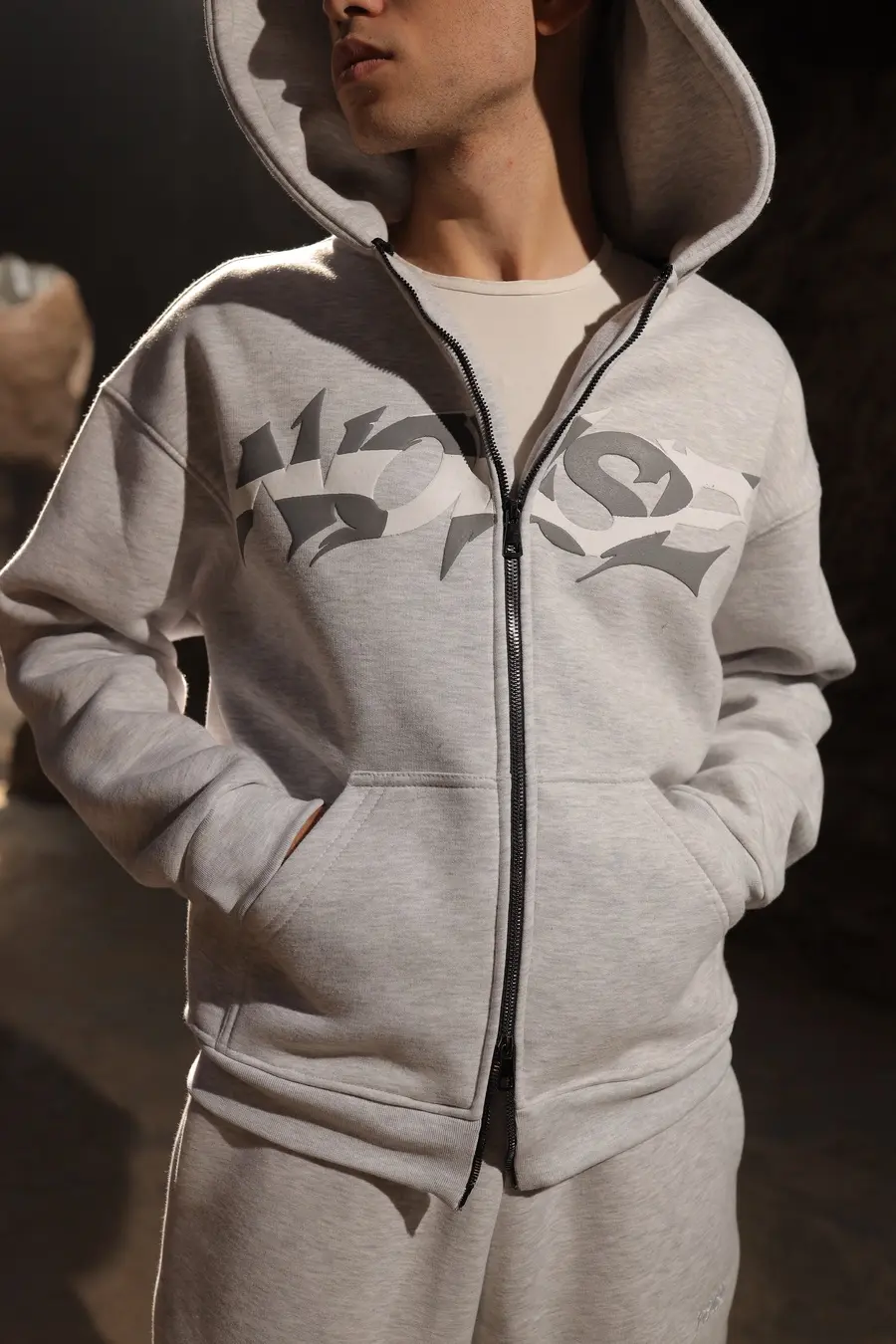 Noise zip up hoodie grey