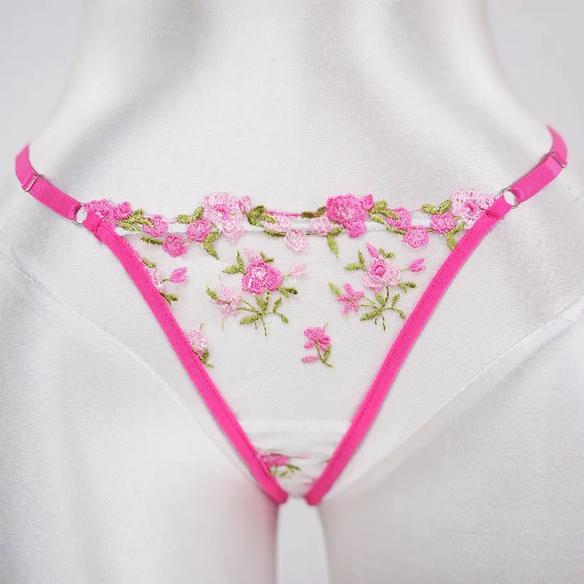 Rose Red Sheer Floral Print Bra and Panty Set