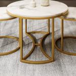 Steel and Marble Coffee Tables Set 3