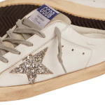 Golden Goose Super-Star Sabot with a platinum glitter star and suede tongue(Women's)