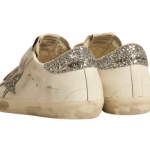 Golden Goose Super-Star Old School with silver glitter star and ice-gray suede tongue(Women's)