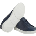 ZEGNA NAVY BLUE DEERSKIN TRIPLE STITCH™ SNEAKERS