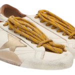 Golden Goose True-Star in white nappa leather with gold star and beige suede heel tab(Women's)