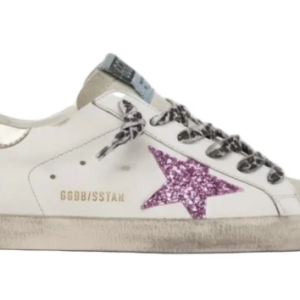 Golden Goose Super-Star with glitter and gold heels tap(Women's)