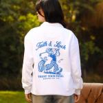 White Faith and Luck Half Zip Sweatshirt