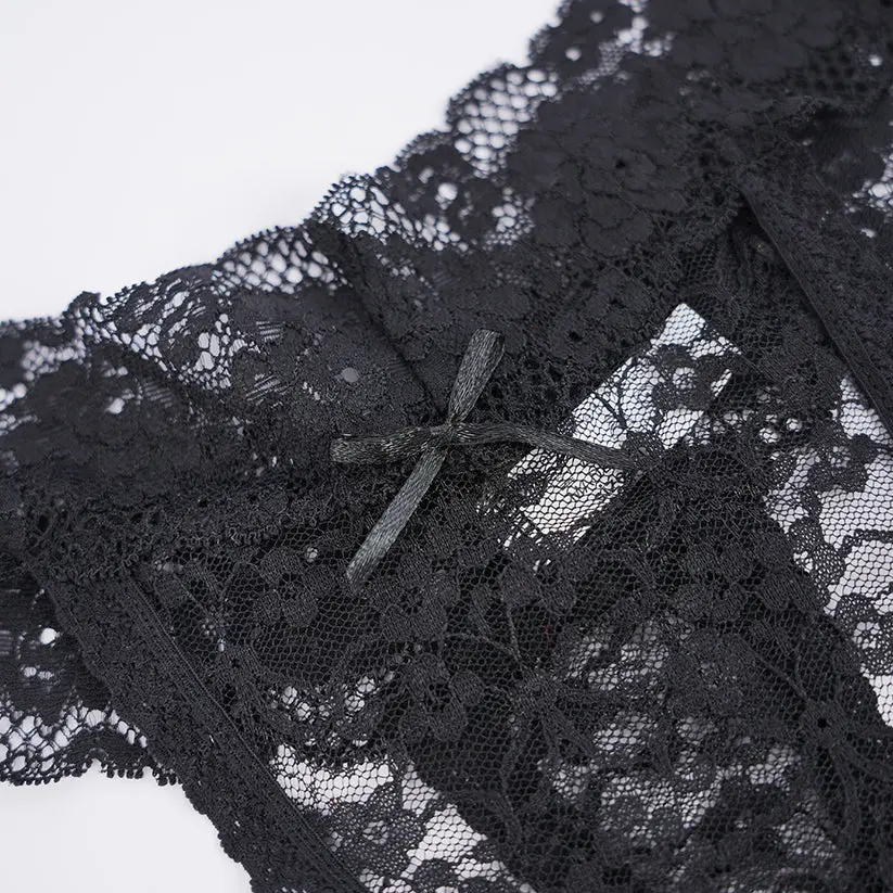 Plus Size Sheer Lace Thong Women's Sexy Lingerie Panty Set