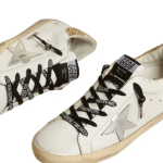 Golden Goose white leather Super-Star with glittery heel tab(Women's)