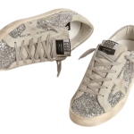 Golden Goose Super-Star Super-Star in silver glitter with ice-gray suede star(Women's)