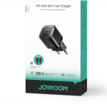 Joyroom JR-TCF02 PD 20W Mini Intelligent EU Fast Charger with C to C Cable, 1 Meter Length, Black