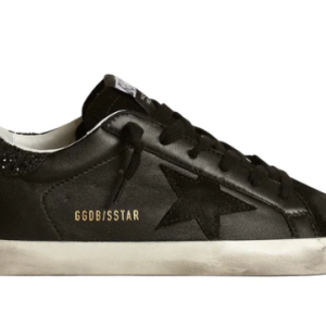Golden Goose Super-Star Super-Star in black nappa with black star and glitter heel tab(Women's)