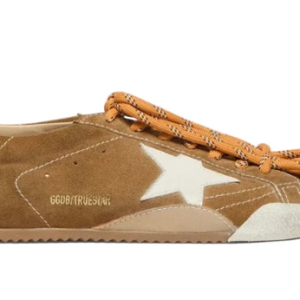 Golden Goose True-Star in tobacco-colored suede with white star and platinum heel tab(Women's)