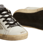 Golden Goose white leather Super-Star with glittery heel tab(Women's)