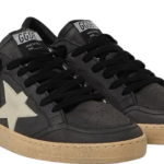 Golden Goose Ball Star in glitter with leather star and metallic leather heel tab Dark Grey Sand(Men)