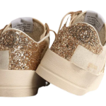 Golden Goose Stardan in ecru nappa leather with gold glitter star and heel tab(Women's)