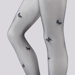 Sexy Black Seamless Pantyhose with Butterfly Open Crotch