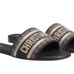 Dway Slide Deep Blue Embroidered Cotton