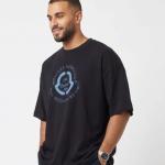 Black Oversized Circle Chest Print T-Shirt