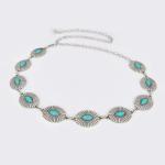 Metal Waist Chain with Turquoise Accents - U-22