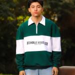 Green Humble Hustler Half Zip Sweatshirt