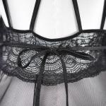 Sheer Embroidered Cutout Long Dress Fine Mesh Lingerie