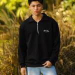Black Faith and Luck Half Zip Sweatshirt
