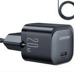 Joyroom JR-TCF02 PD 20W Mini Intelligent EU Fast Charger with C to C Cable, 1 Meter Length, Black