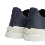ZEGNA NAVY BLUE DEERSKIN TRIPLE STITCH™ SNEAKERS